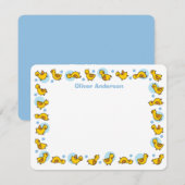 Whimsical Baby Ducklings Blauw Baby shower Bedankkaart (Voorkant / Achterkant)