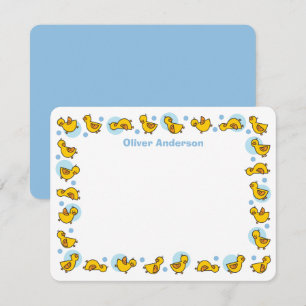 Whimsical Baby Ducklings Blauw Baby shower Bedankkaart