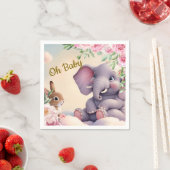 Whimsical Baby Elephant en Bunny Nursery Print Servet (Insitu)