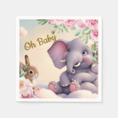 Whimsical Baby Elephant en Bunny Nursery Print Servet (Voorkant)