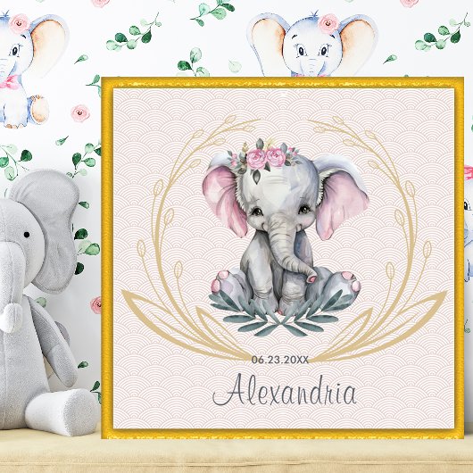 Whimsical Baby Elephant Nursery / Kindermuurkunst Poster