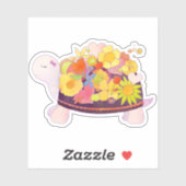 Whimsical Baby Flower Turtle Sticker (Vel)