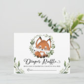 Whimsical Baby Fox Groen Krans Luier Raffle Informatiekaartje (Staand voorkant)