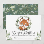 Whimsical Baby Fox Groen Krans Luier Raffle Informatiekaartje (Voorkant / Achterkant)