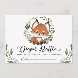 Whimsical Baby Fox Groen Krans Luier Raffle Informatiekaartje