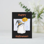 Whimsical Baby Ghost // Happy Halloween Briefkaart (Staand voorkant)