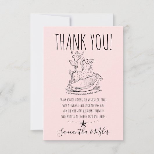 Whimsical Baby Girl Baby shower Blue Hartelijk dan Bedankkaart (Voorkant)