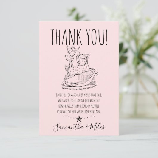 Whimsical Baby Girl Baby shower Blue Hartelijk dan Bedankkaart (Staand voorkant)