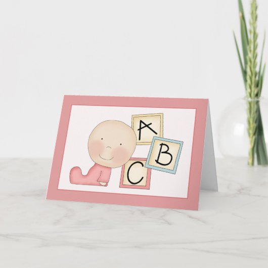 Whimsical Baby Girl-felicitaties Kaart (Voorkant)