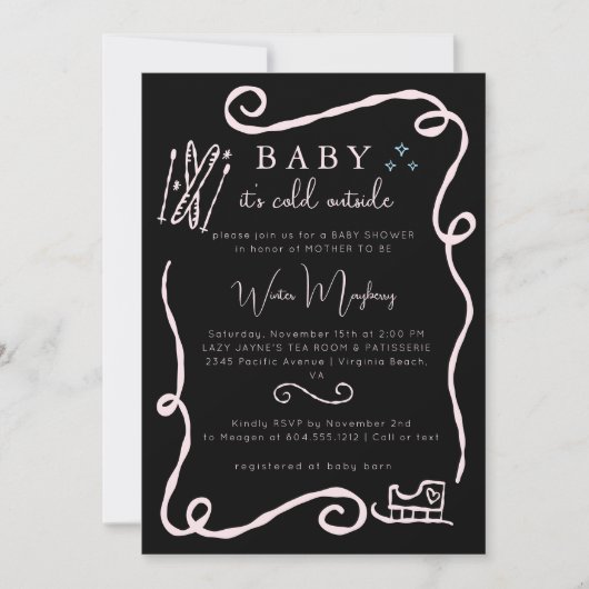 Whimsical Baby Het is Koud Buiten Baby shower Uitn Kaart (Voorkant)
