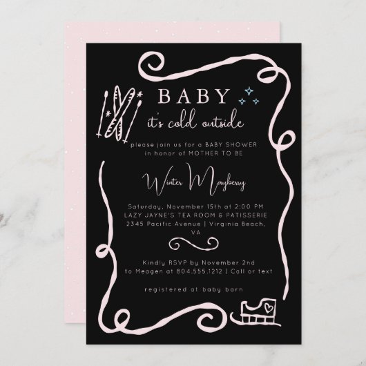 Whimsical Baby Het is Koud Buiten Baby shower Uitn Kaart (Voorkant / Achterkant)