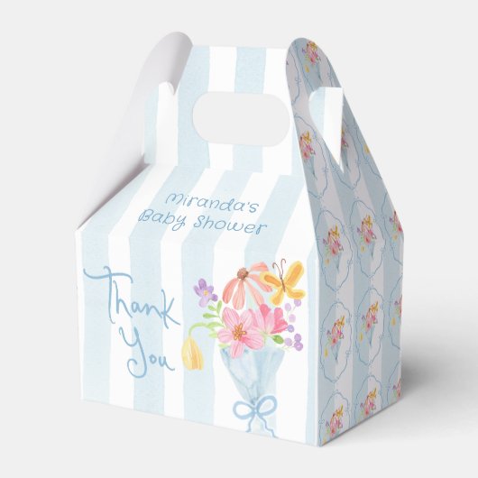 Whimsical Baby in Bloom Blue Bouquet Bedankdoosjes (Voorkant Zijde)