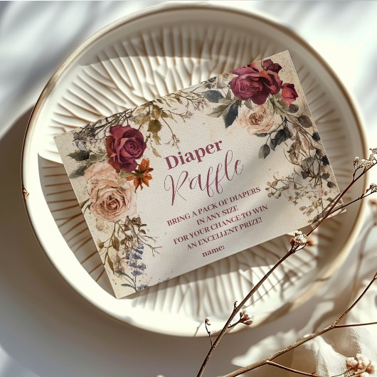 Whimsical Baby in Bloom Wildflower Diapper Raffle Informatiekaartje