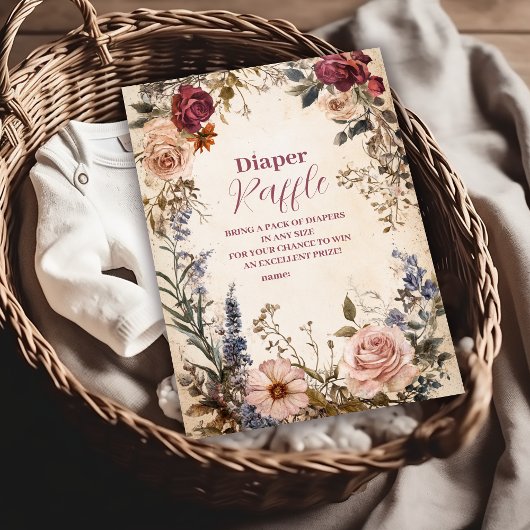 Whimsical Baby in Bloom Wildflower Diapper Raffle Informatiekaartje