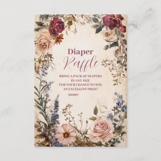 Whimsical Baby in Bloom Wildflower Diapper Raffle Informatiekaartje (Voorkant)