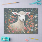 Whimsical Baby Lamb in de bloementuin Tissuepapier (Craft)