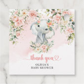Whimsical baby olifant blush floral Baby shower Bedankjes Labels (Achterkant)