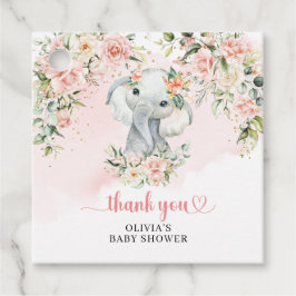 Whimsical baby olifant blush floral Baby shower Bedankjes Labels
