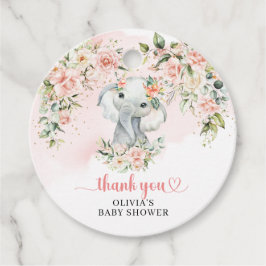 Whimsical baby olifant blush floral Baby shower Bedankjes Labels