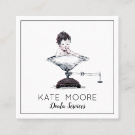 Whimsical Baby op schaal vroedvrouw of doula Vierkante Visitekaartje