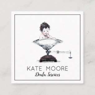 Whimsical Baby op schaal vroedvrouw of doula Vierkante Visitekaartje