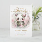 Whimsical Baby Panda & Cherry Blossom Baby shower Kaart (Staand voorkant)