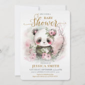 Whimsical Baby Panda & Cherry Blossom Baby shower Kaart (Voorkant)