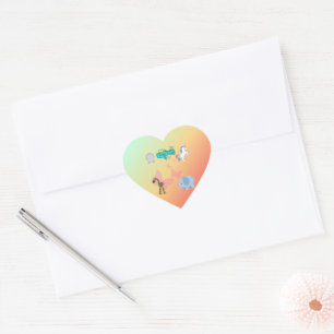 Whimsical Baby shower Animal Parade Hart Sticker