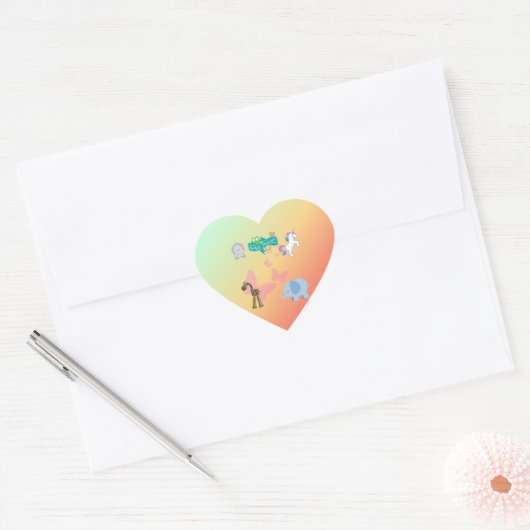Whimsical Baby shower Animal Parade Hart Sticker (Envelop)