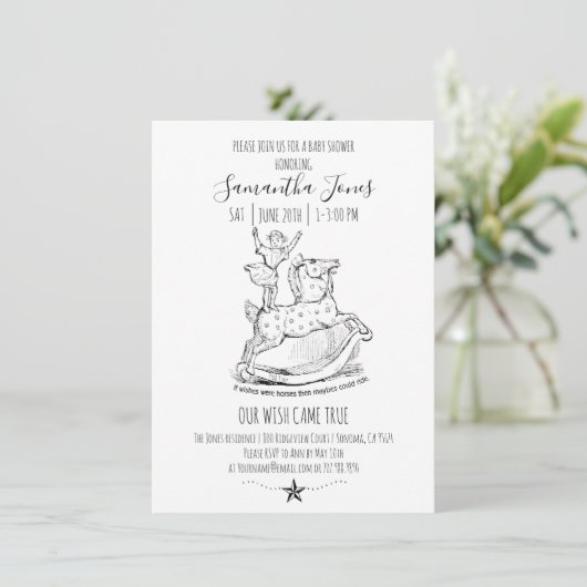 Whimsical Baby shower Baby Black op White Kaart (Staand voorkant)