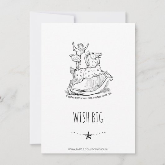 Whimsical Baby shower Baby Black op White Kaart (Achterkant)