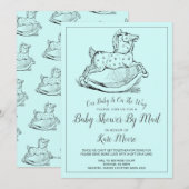 Whimsical  Baby shower Blue Boy per post Kaart (Voorkant / Achterkant)