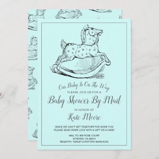 Whimsical Baby shower Blue Boy per post Kaart (Voorkant / Achterkant)