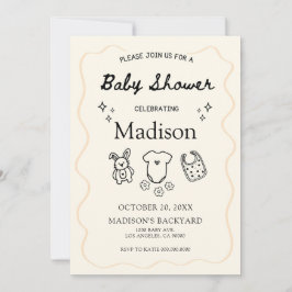 Whimsical Baby shower Invitation – met de hand get Kaart