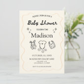 Whimsical Baby shower Invitation – met de hand get Kaart (Staand voorkant)