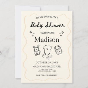 Whimsical Baby shower Invitation – met de hand get Kaart