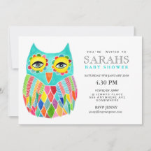 Whimsical Baby shower Rainbow Owl