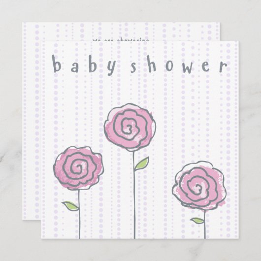 Whimsical Baby shower Uitnodiging Sjabloon (Voorkant / Achterkant)