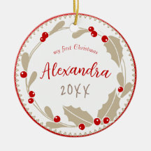 Whimsical Baby's eerste kerstfoto | Rood Beige
