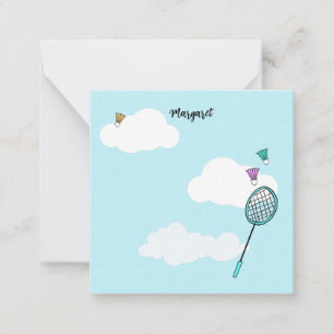 Whimsical Badminton Racquets Birdies gepersonalise Notitiekaartje