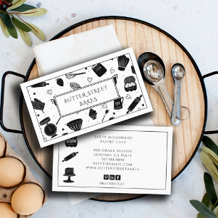 Whimsical Baker Pastry Chef Baking Utensils Visitekaartje