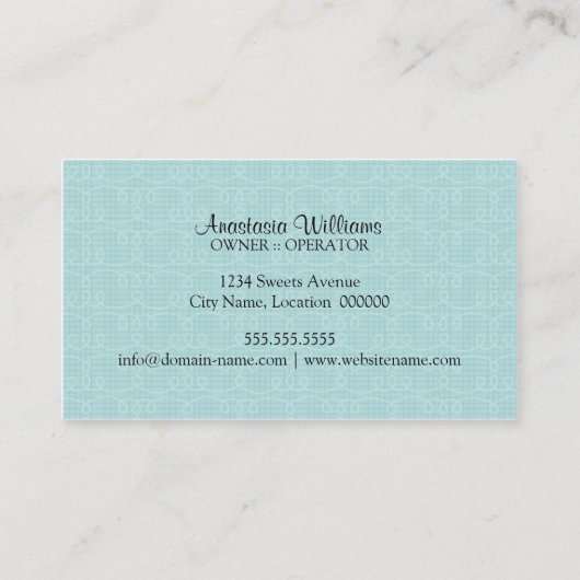 Whimsical Bakery Blue Visitekaartje (Achterkant)