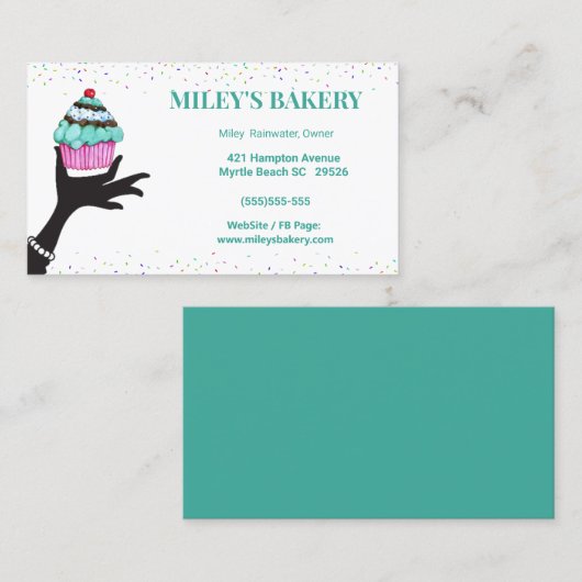 Whimsical Bakery Business Cupcake Kaarten Visitekaartje (Voorkant / Achterkant)