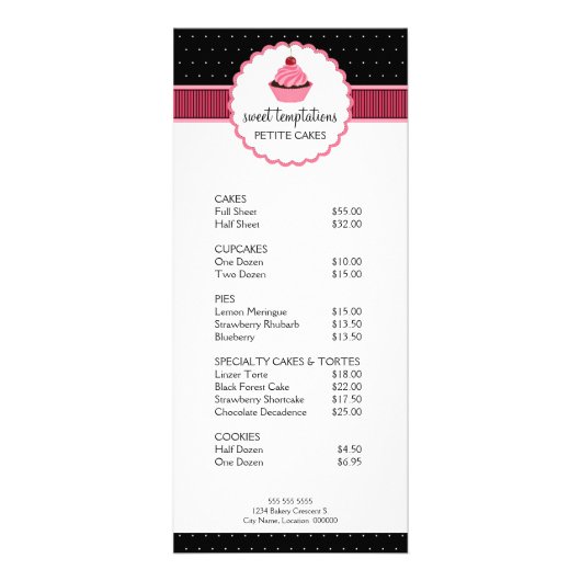 Whimsical Bakery Cupcake Roze Rack Kaarten Reclamekaart (Voorkant)