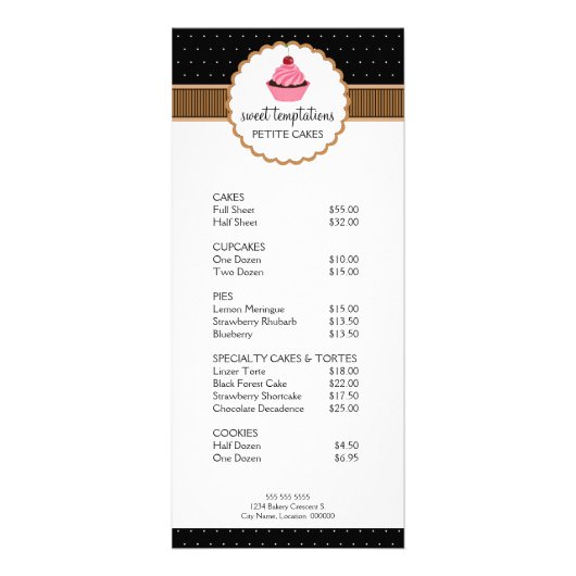 Whimsical Bakery Cupcake Taupe Rack Kaarten Reclamekaart (Voorkant)