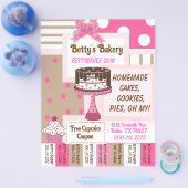 Whimsical Bakery Flyer met Labels van scheur (Enkel)