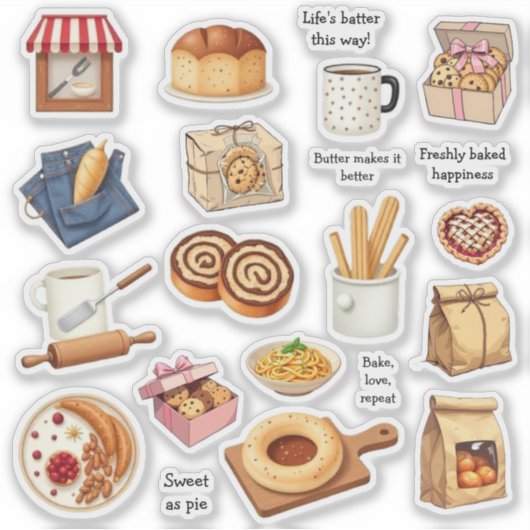Whimsical Bakery Sweet Sticker Sheet (Voorkant)
