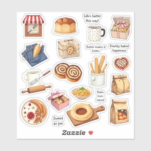 Whimsical Bakery Zoete Sticker Sheet (Vel)