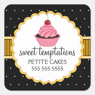 Whimsical Bakkerij Cupcake Gele Stickers