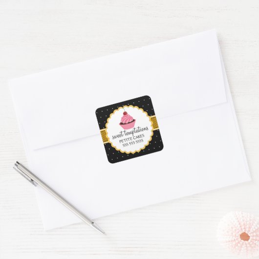 Whimsical Bakkerij Cupcake Gele Stickers (Envelop)
